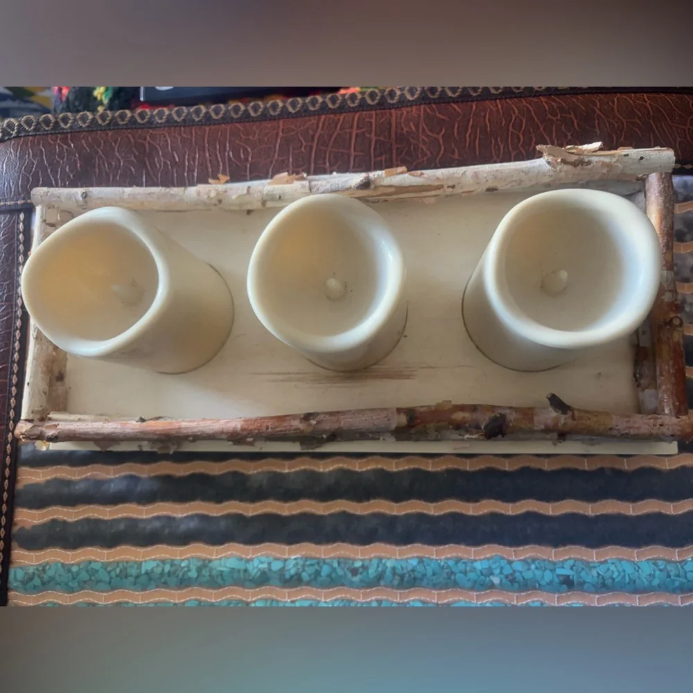 RUSTIC Cabin Wooden 3 Wick-less Battery Operated Candle Holder Decor Warm Yellow